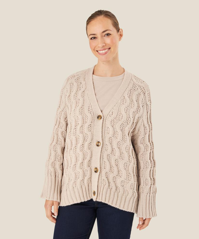 cardigan en maille torsadée, Silver Cloud