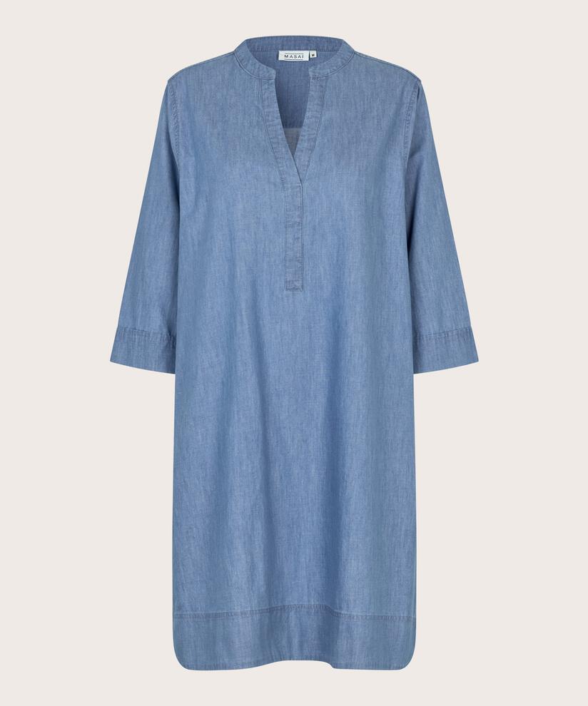 robe en jean doux à manches 3/4, Blue Denim