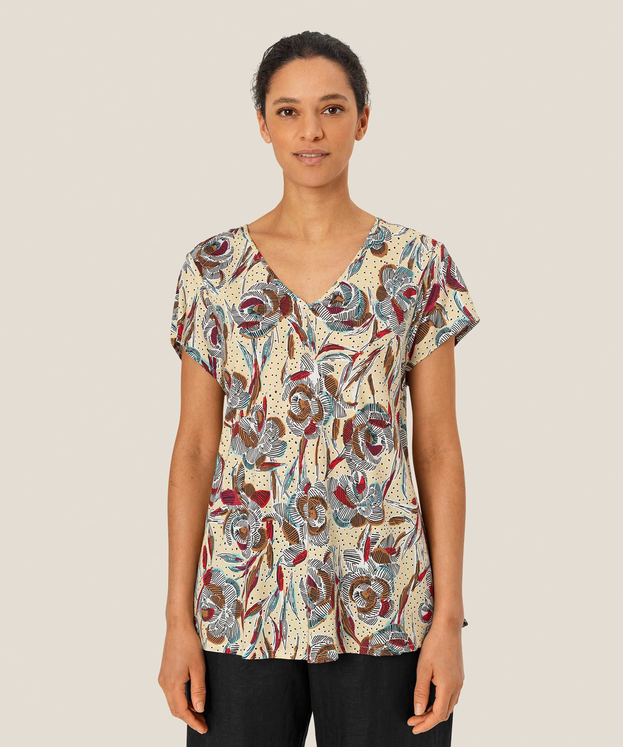 Top En Viscose Imprimé À Col V, Soybean