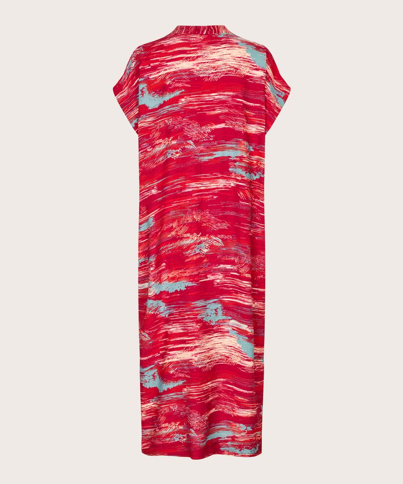 Robe En Viscose Imprimée Avec Décolleté En V Profond, Persian Red