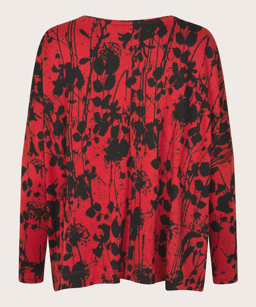 Top fleuri oversize à manches étroites, Scarlet Sage