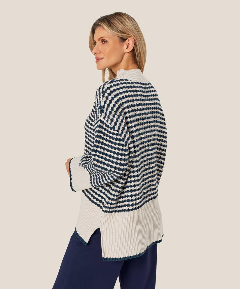 pull en maille de coton à col montant, Mood Indigo