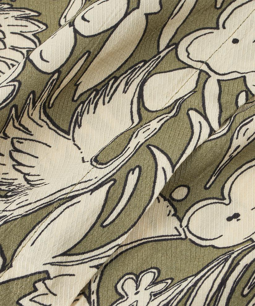 Robe Chemise En Viscose Imprimée Avec Poches, D. Lichen Green