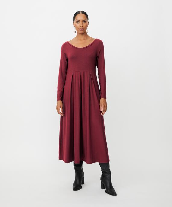 robe en jersey à manches longues et col rond, Tawny Port