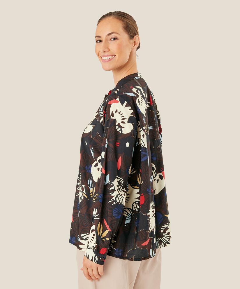 blouse en viscose à boutons, Coffee Bean