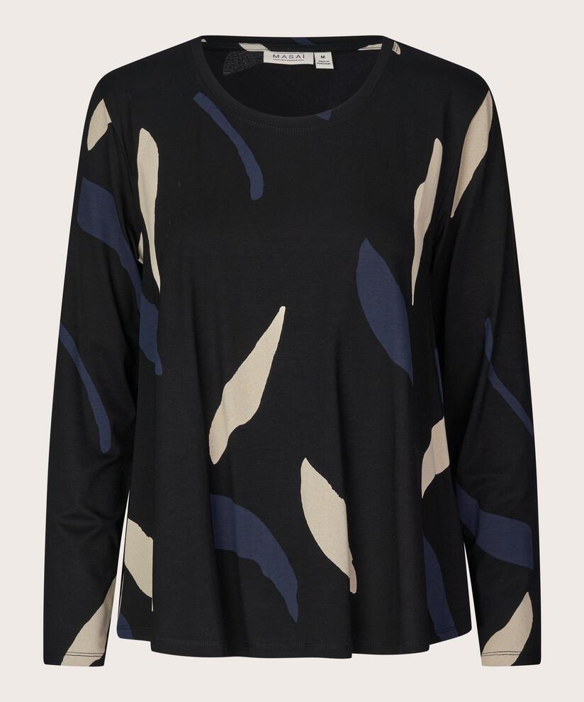 top en jersey imprimé à col rond, Navy Blazer