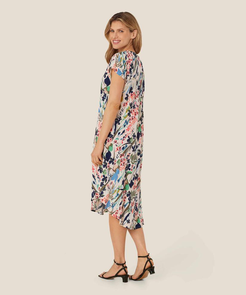 robe en viscose imprimée à col v, Marina
