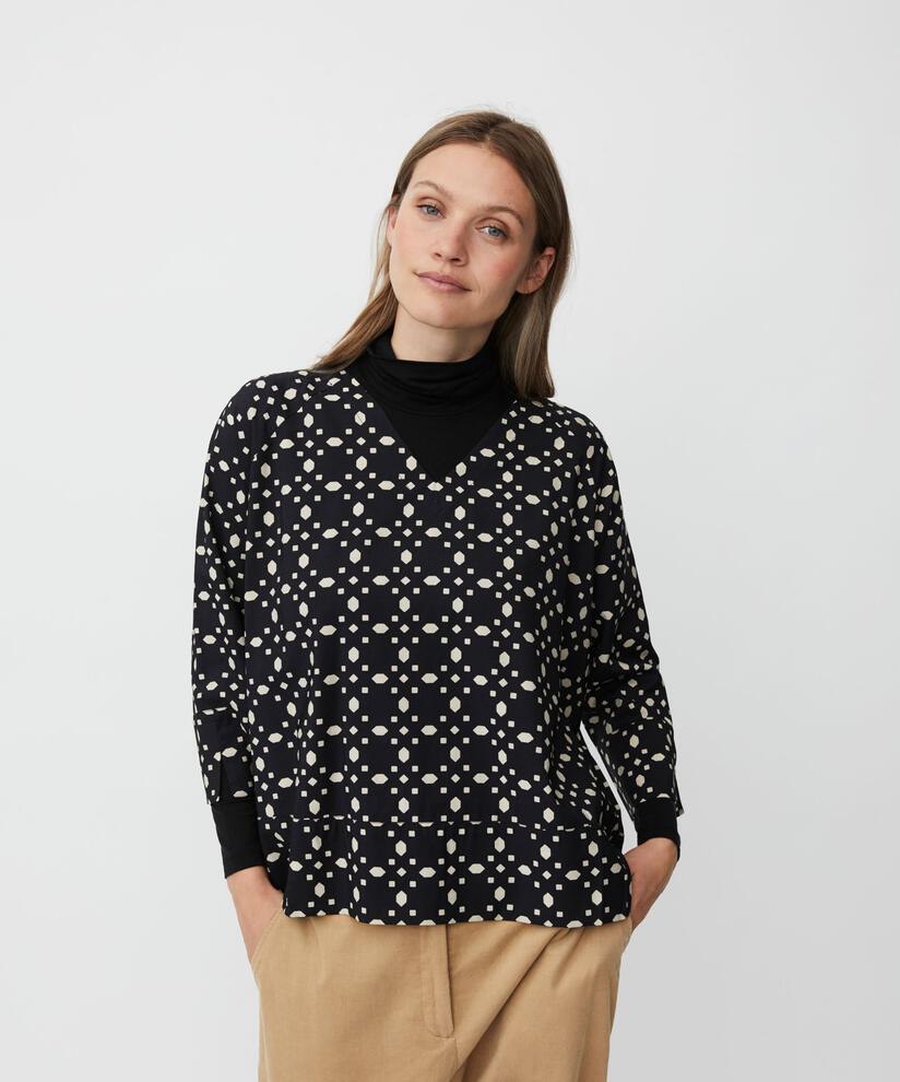 Blouse En Viscose À Col V, Black