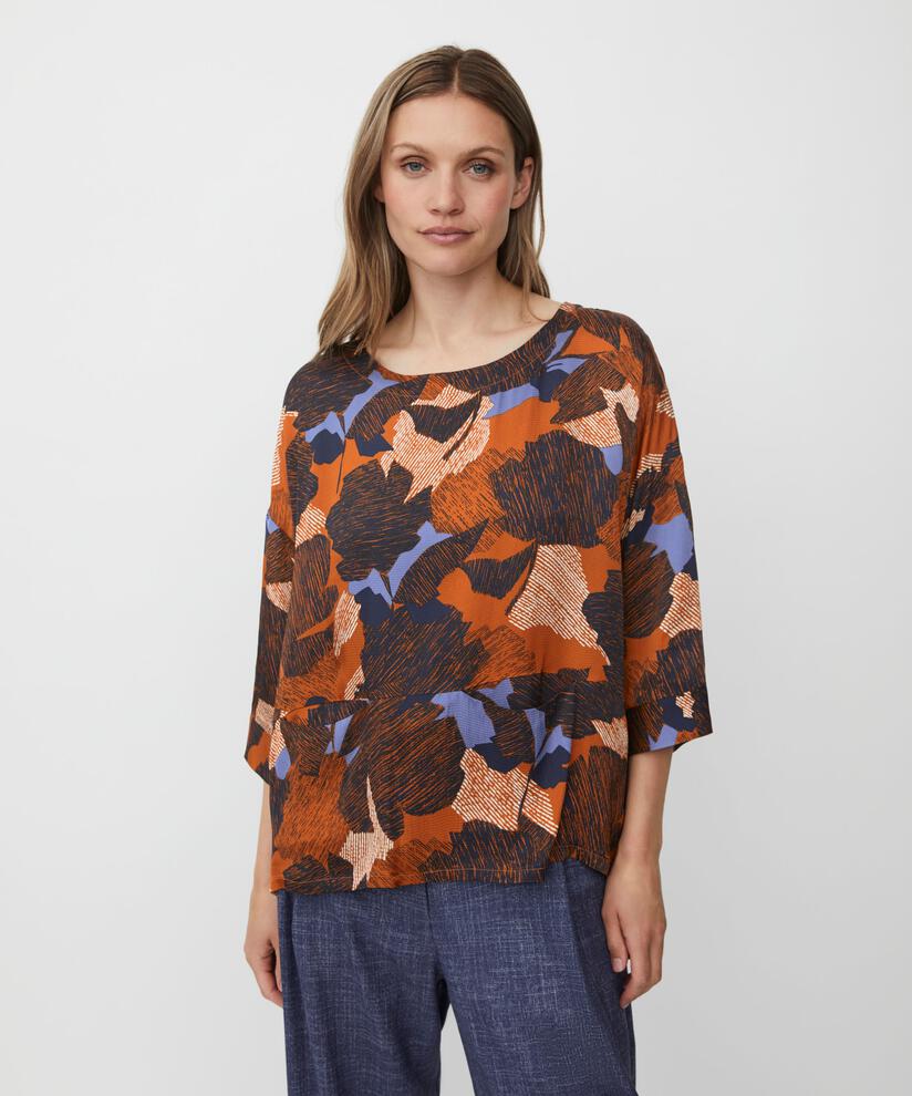 Blouse En Viscose À Motif Avec Poches Devant, Autumnal