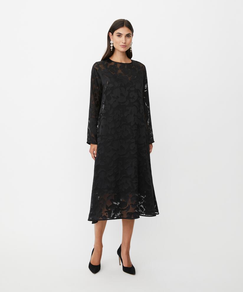 robe en dentelle transparente avec jupon, Black