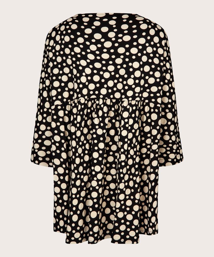 Tunique Imprimée À Manches Longues, Black