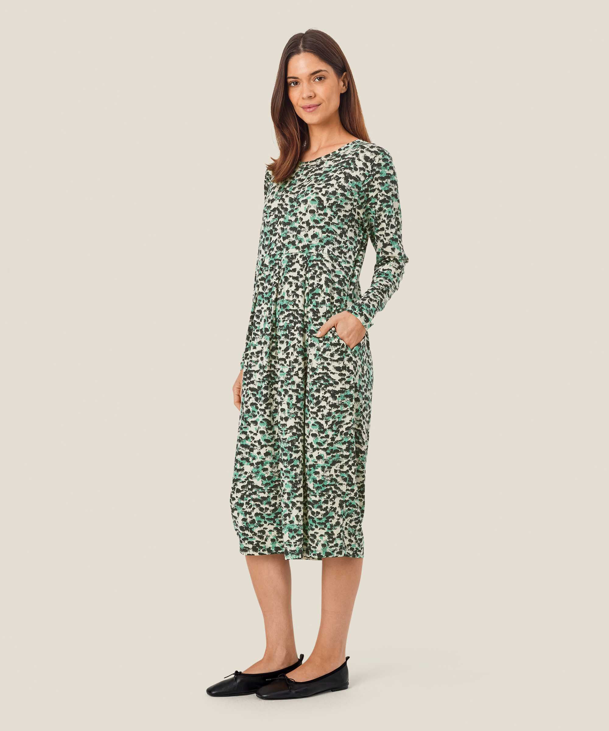 robe tulipe en jersey imprimé, Winter Green