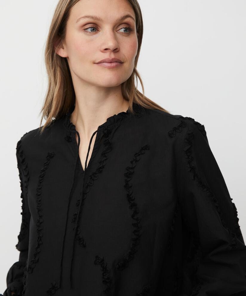 top en coton avec applications et liens, Black