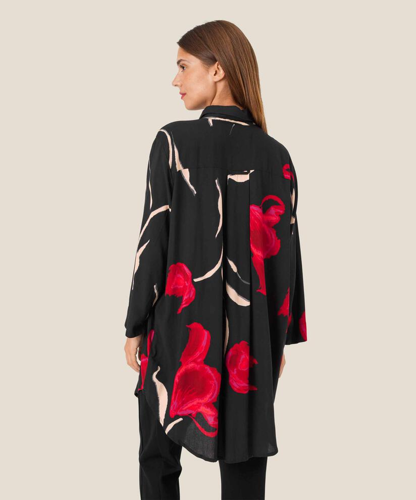 tunique en viscose imprimée avec boutons au col, Haute Red