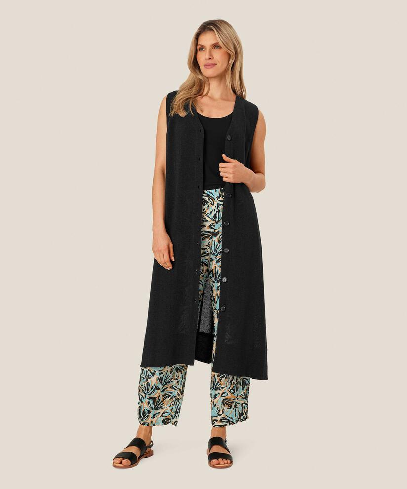 Robe bouclée boutonnée sans manches, Black