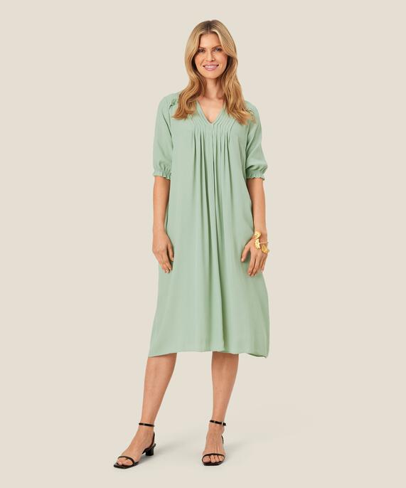 robe féminine en viscose avec plis, Frosty Green