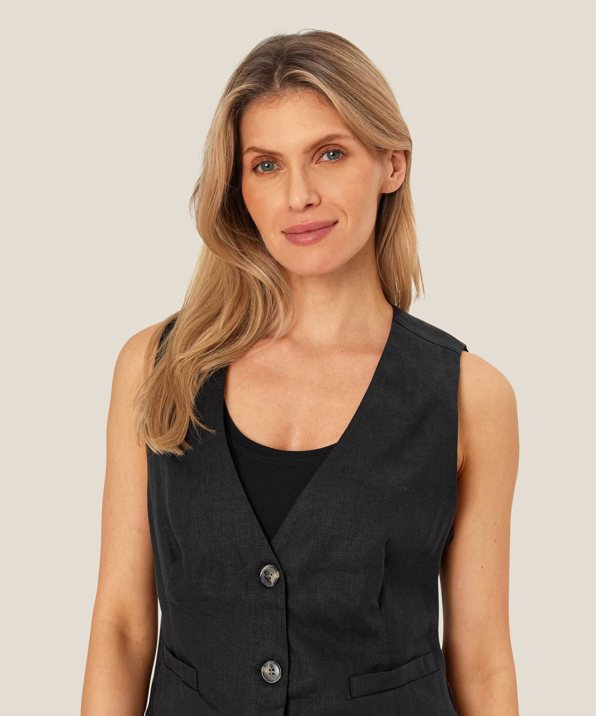 gilet féminin en lin doux, Black