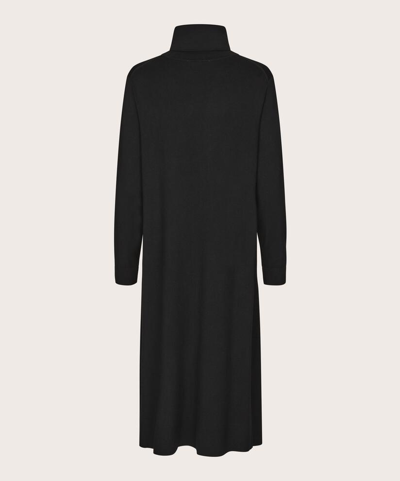 robe en maille avec col roulé et fentes, Black
