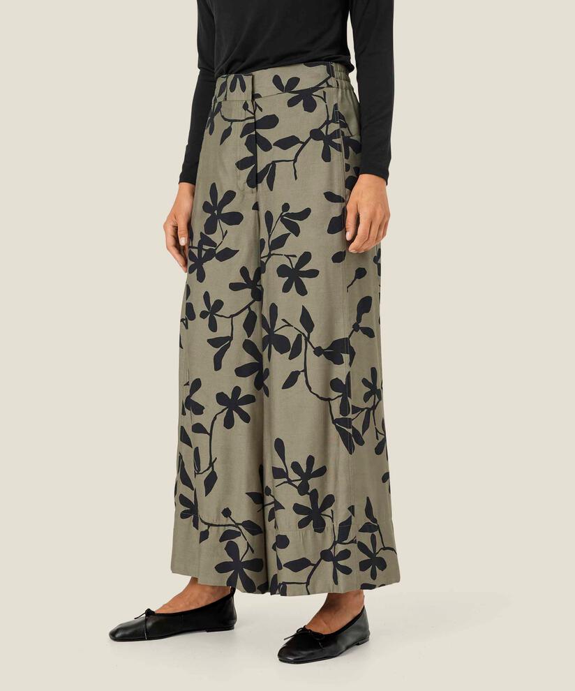 pantalon imprimé avec élastique au dos, Vetiver