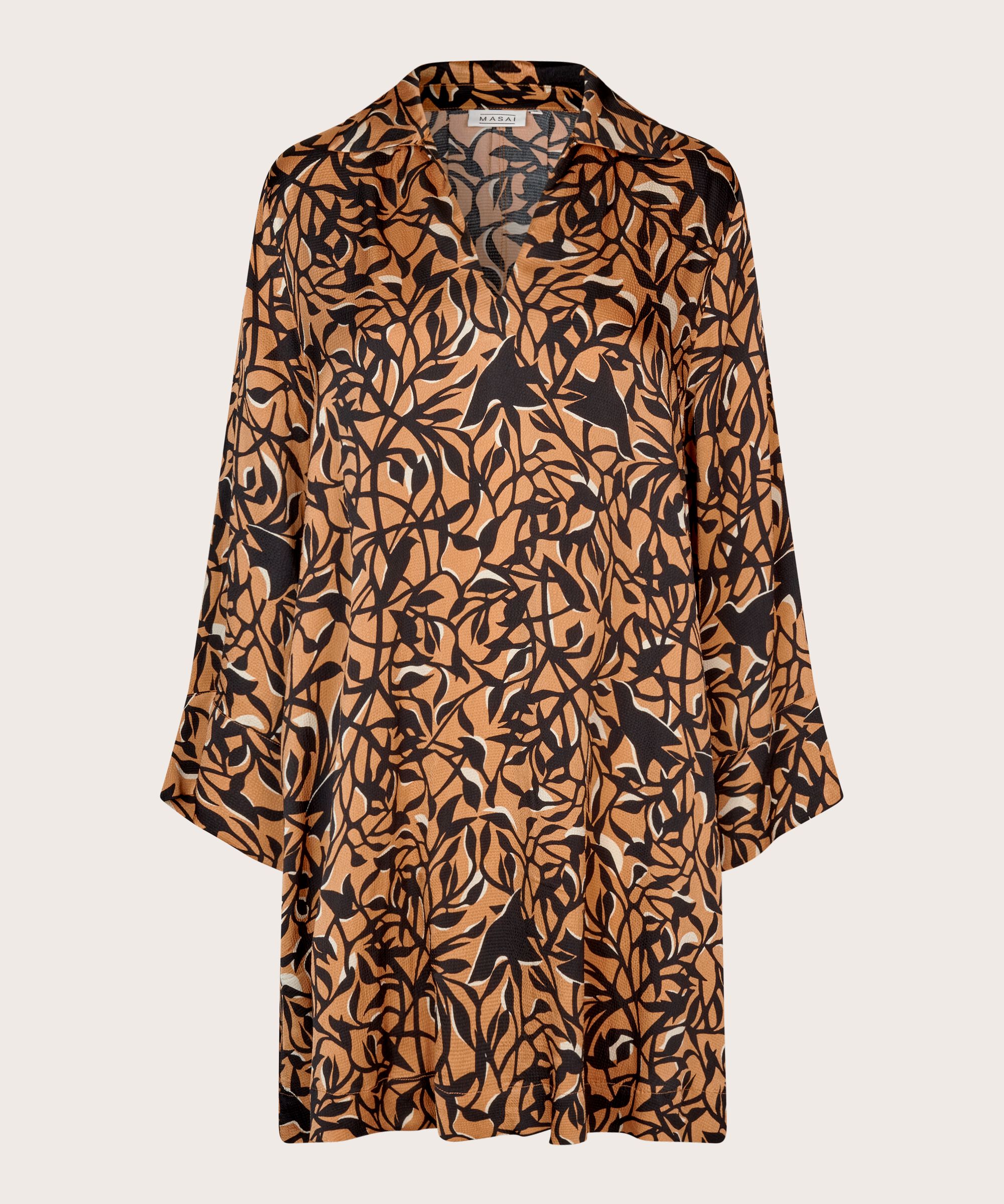 tunique en viscose imprimée à manches longues, Bisquit