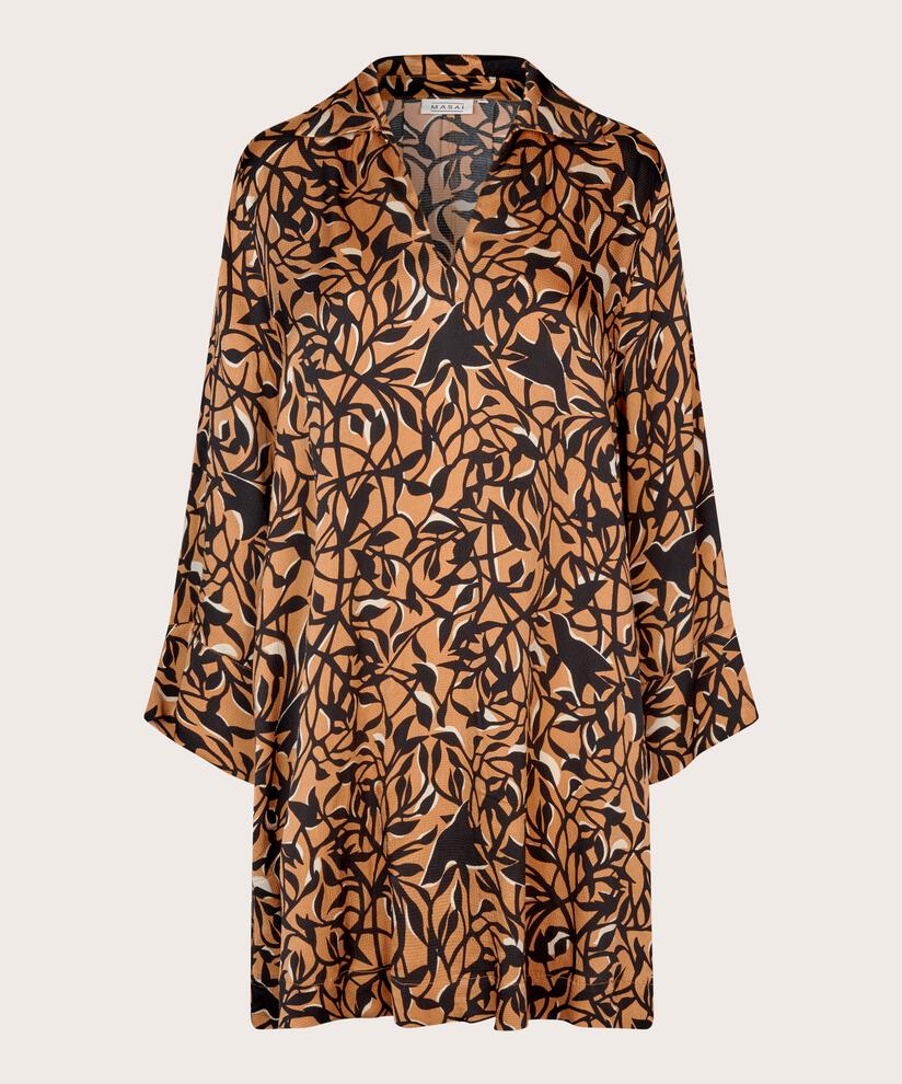 tunique en viscose imprimée à manches longues, Bisquit