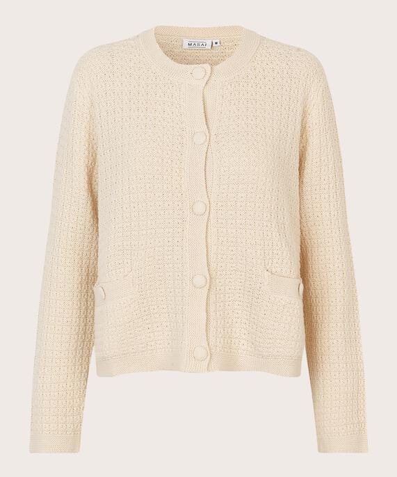 cardigan avec motif tricoté et boutons recouverts, Whitecap