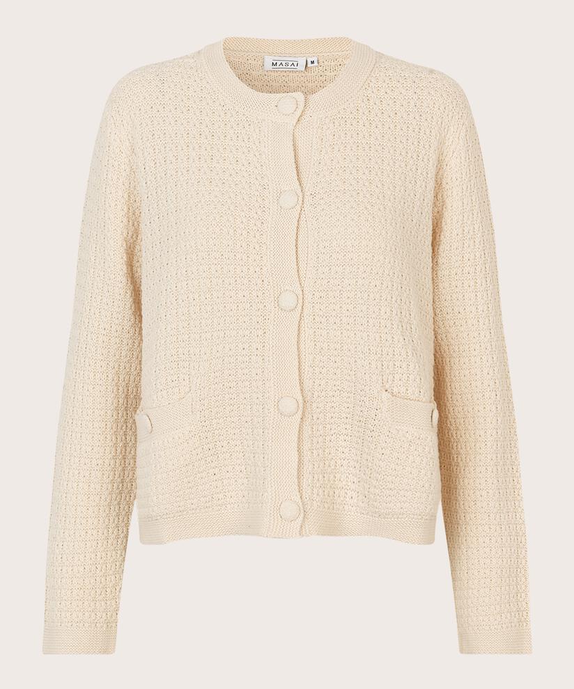 cardigan avec motif tricoté et boutons recouverts, Whitecap