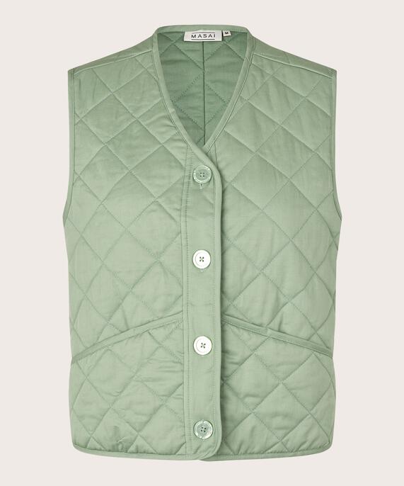 gilet matelassé avec détails passepoilés, Frosty Green