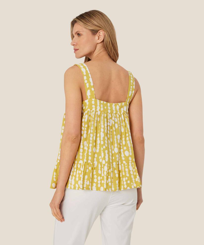 top en coton imprimé à larges bretelles, Oil Yellow