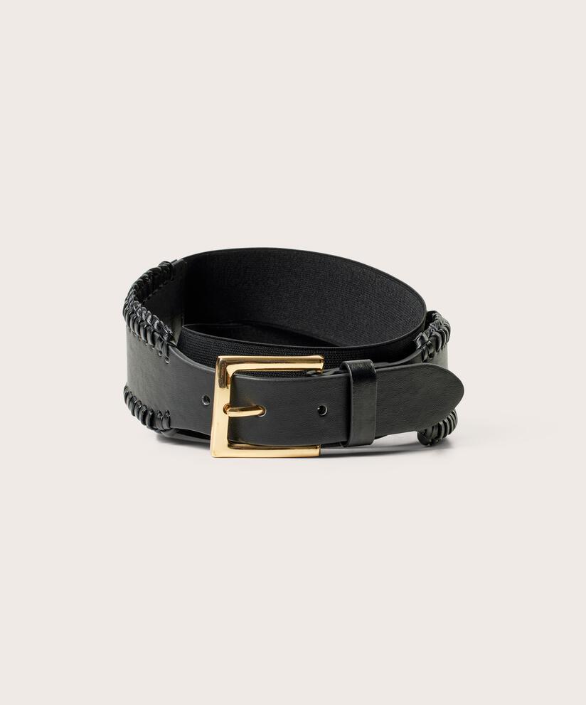 ceinture élastique avec boucle dorée, Black