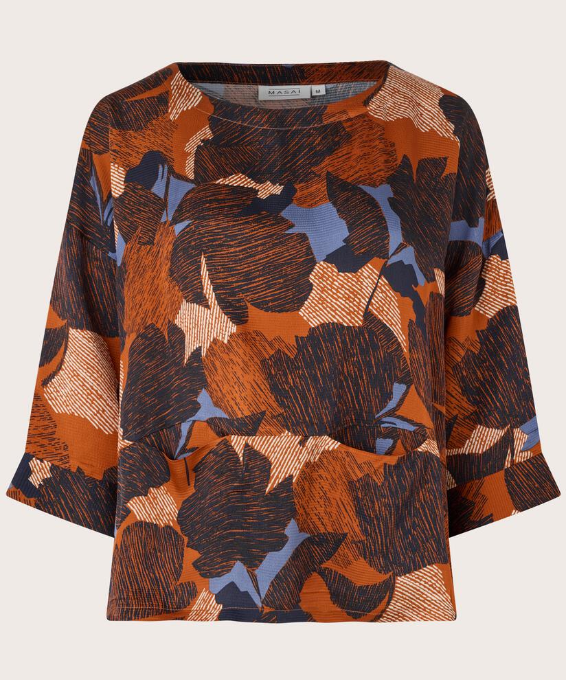 Blouse En Viscose À Motif Avec Poches Devant, Autumnal