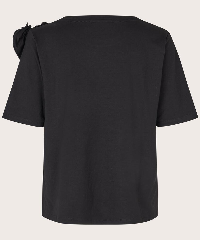 T-shirt avec broche fleur amovible, Black