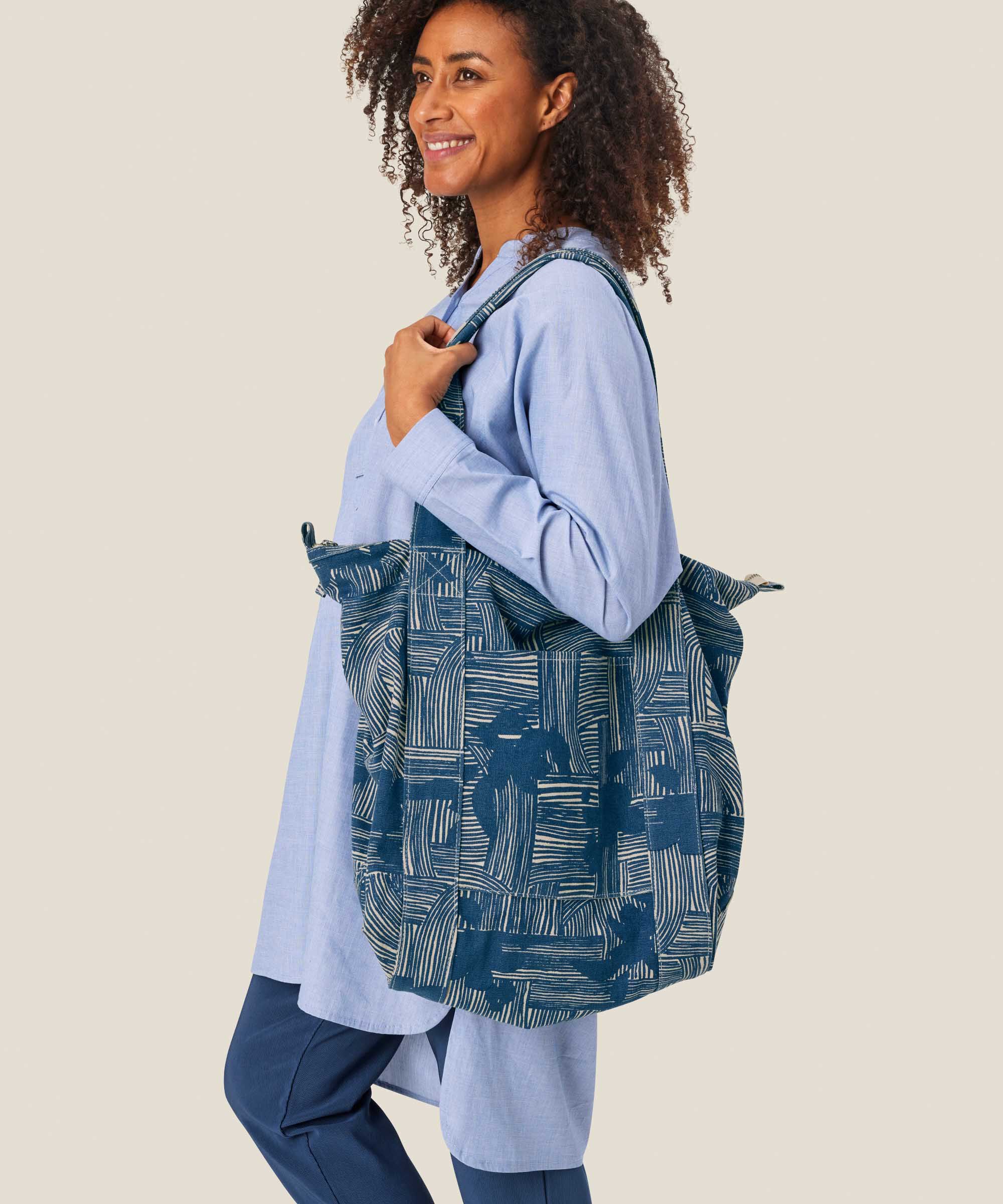 grand cabas en toile avec fermeture zippée, Sargasso Sea