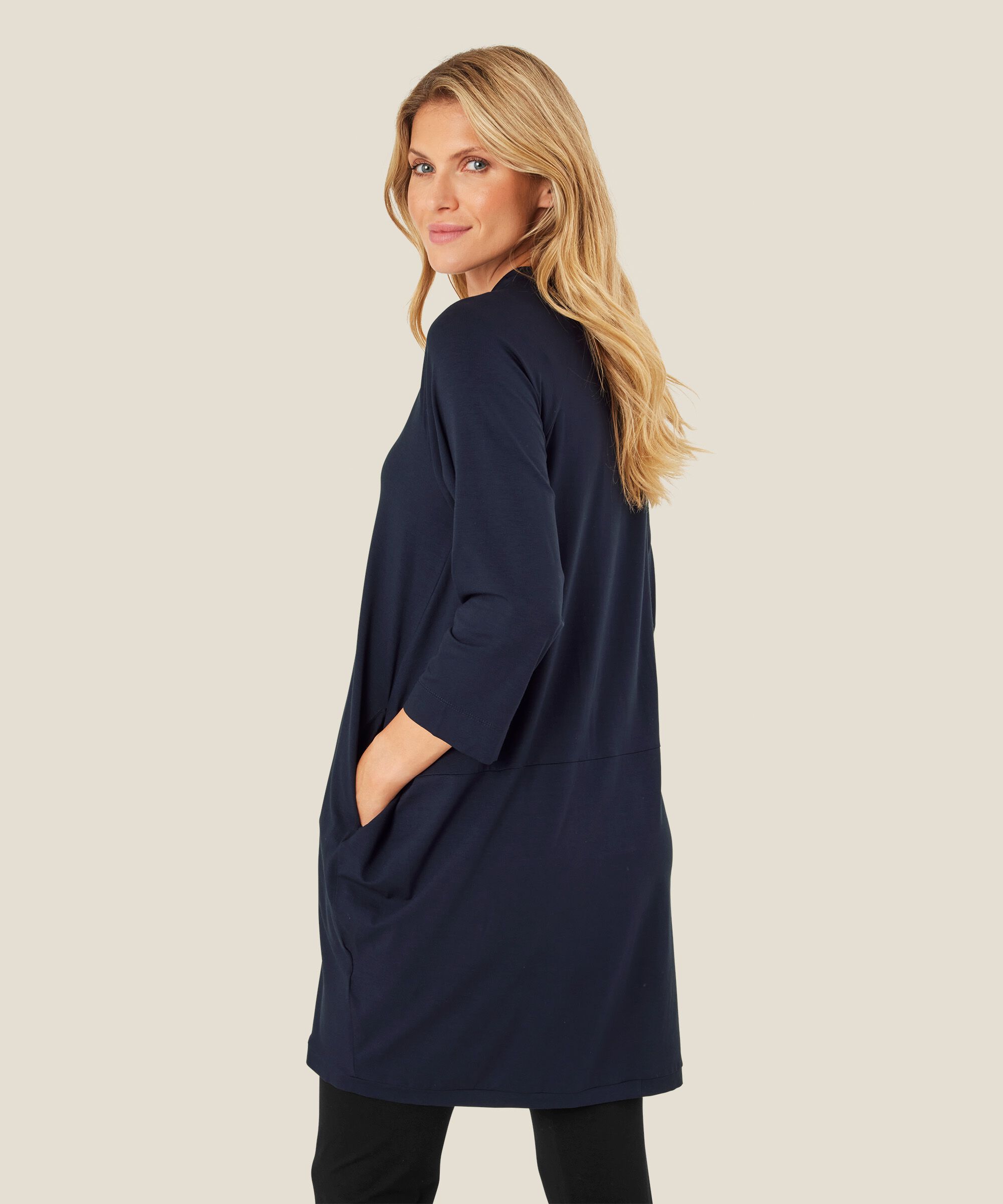 Tunique En Jersey À Manches 3/4, Navy