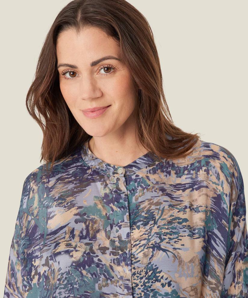 robe chemise à motif en viscose, Teal