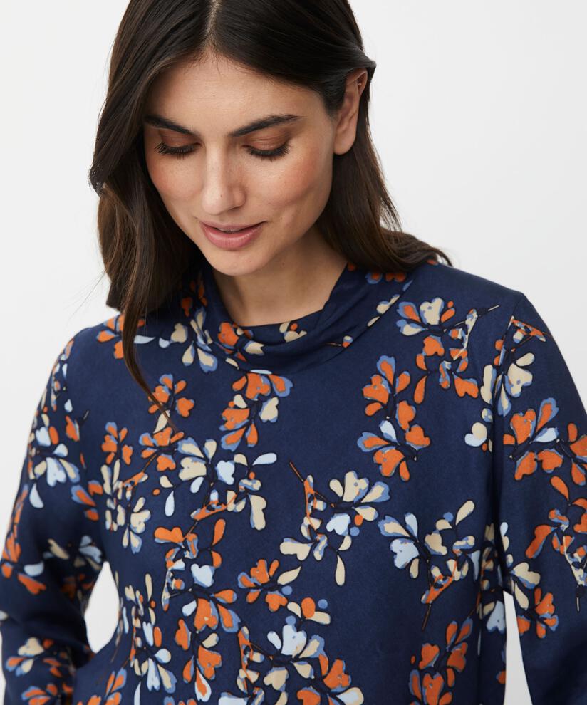top en viscose fleuri à col montant, Autumnal