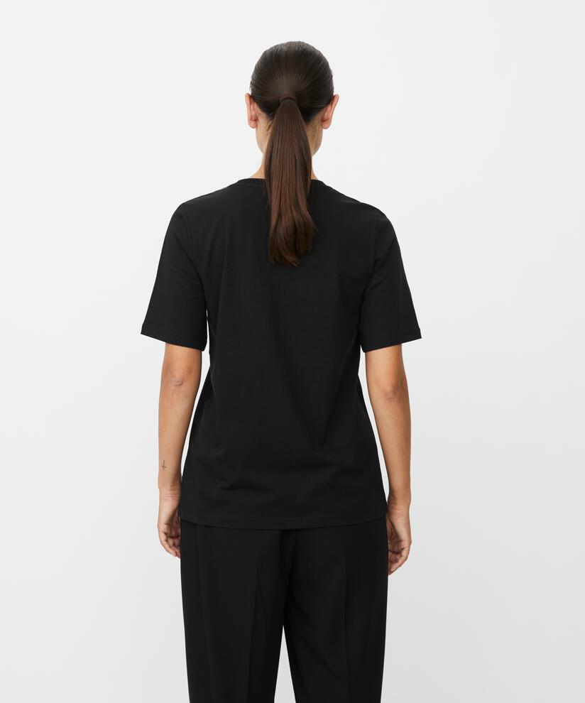 T-shirt à col rond et manches 1/2, Black