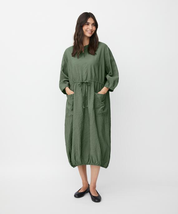 robe en viscose avec ourlet élastique et lien, Duck Green