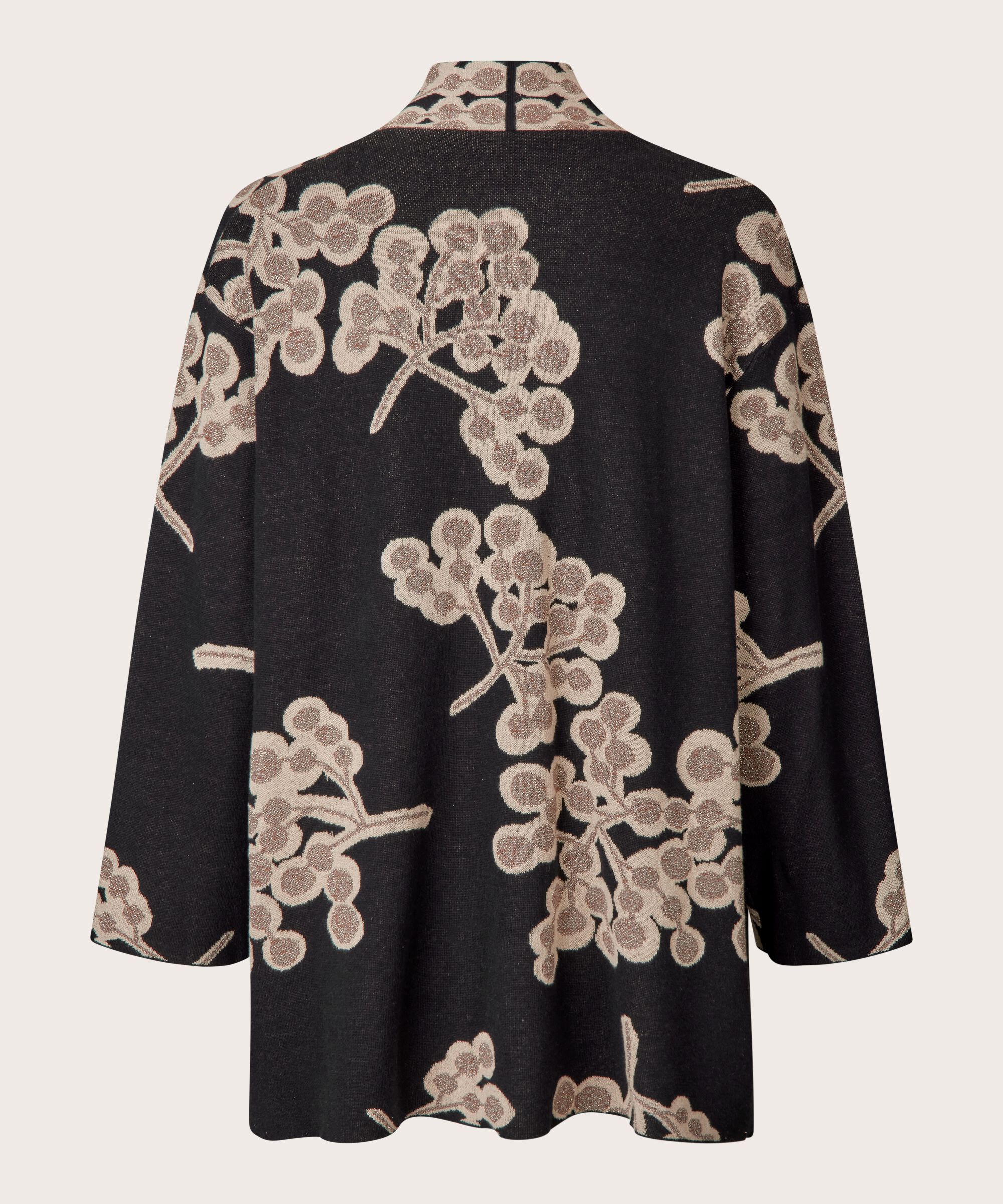 cardigan ouvert à imprimé floral, Black