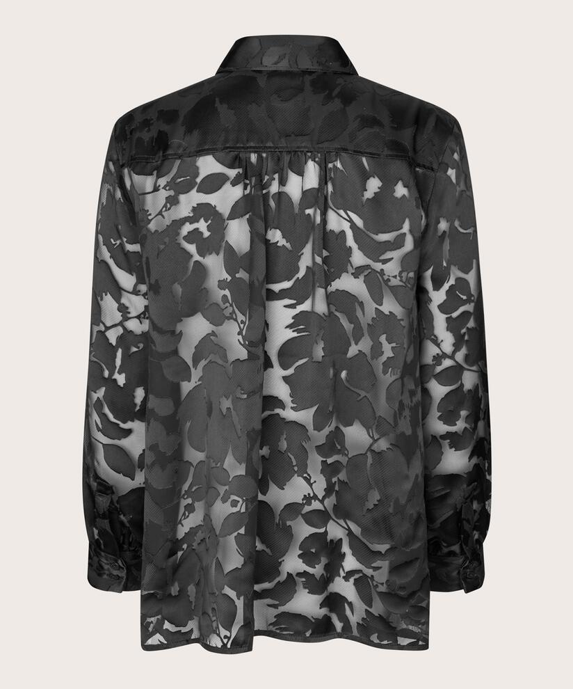 chemise en dentelle transparente drapée dans le dos, Black
