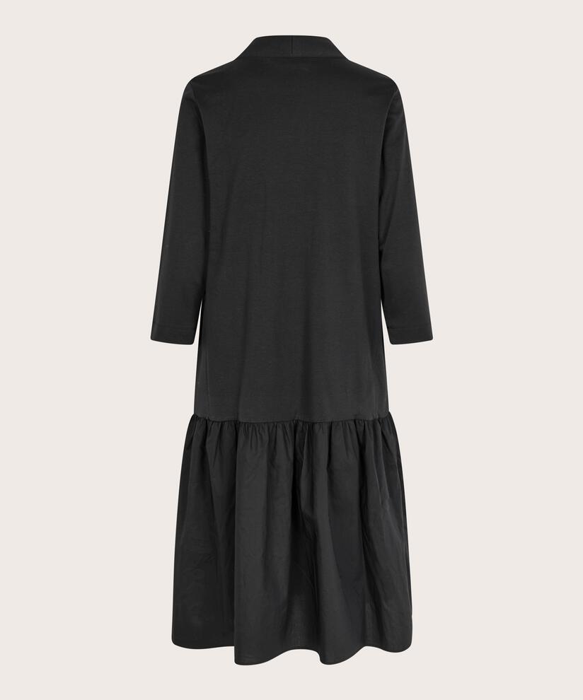 robe en jersey avec jupe en popeline, Black