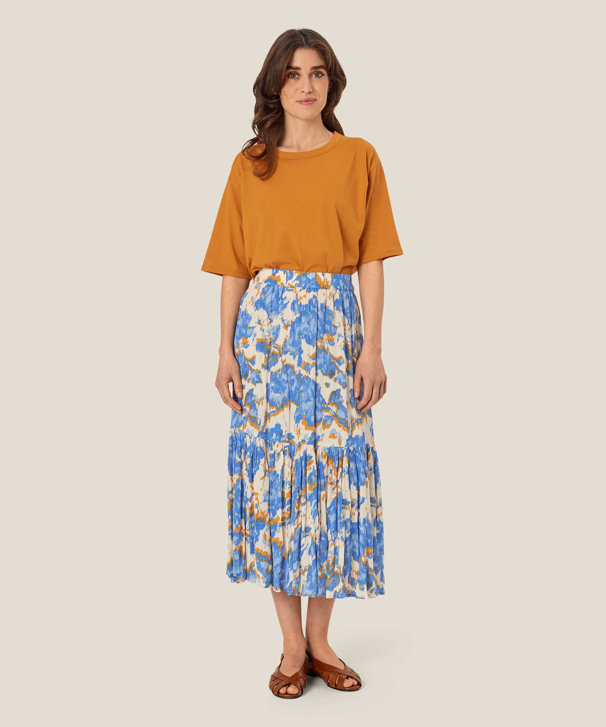 jupe en viscose à motifs avec taille élastique, Nebulas Blue