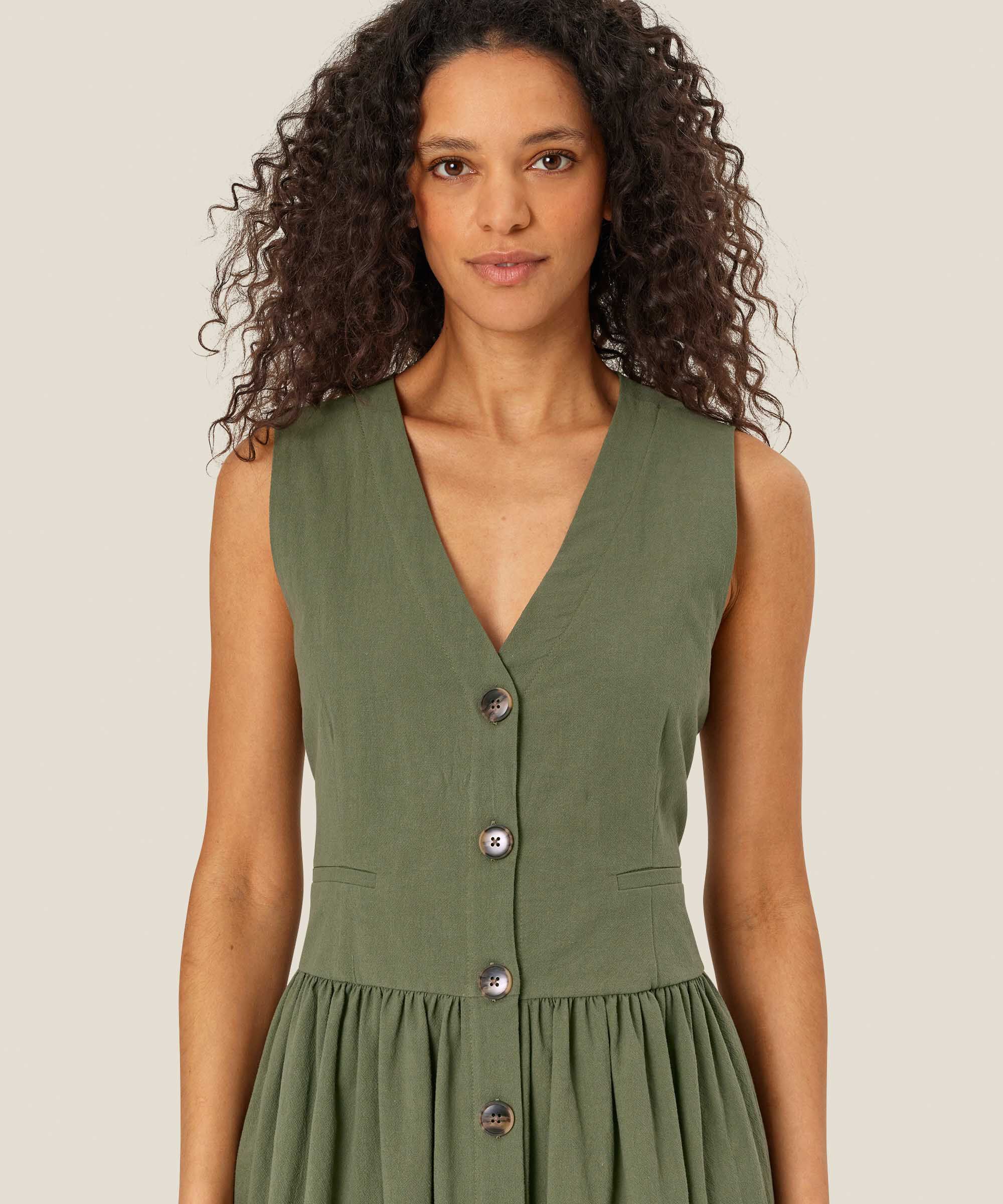robe boutonnée en coton sans manches, Four Clover