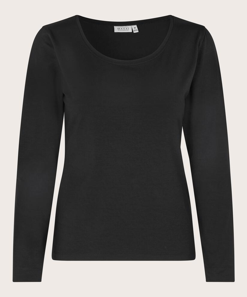 Top En Jersey Doux À Manches Longues, Black