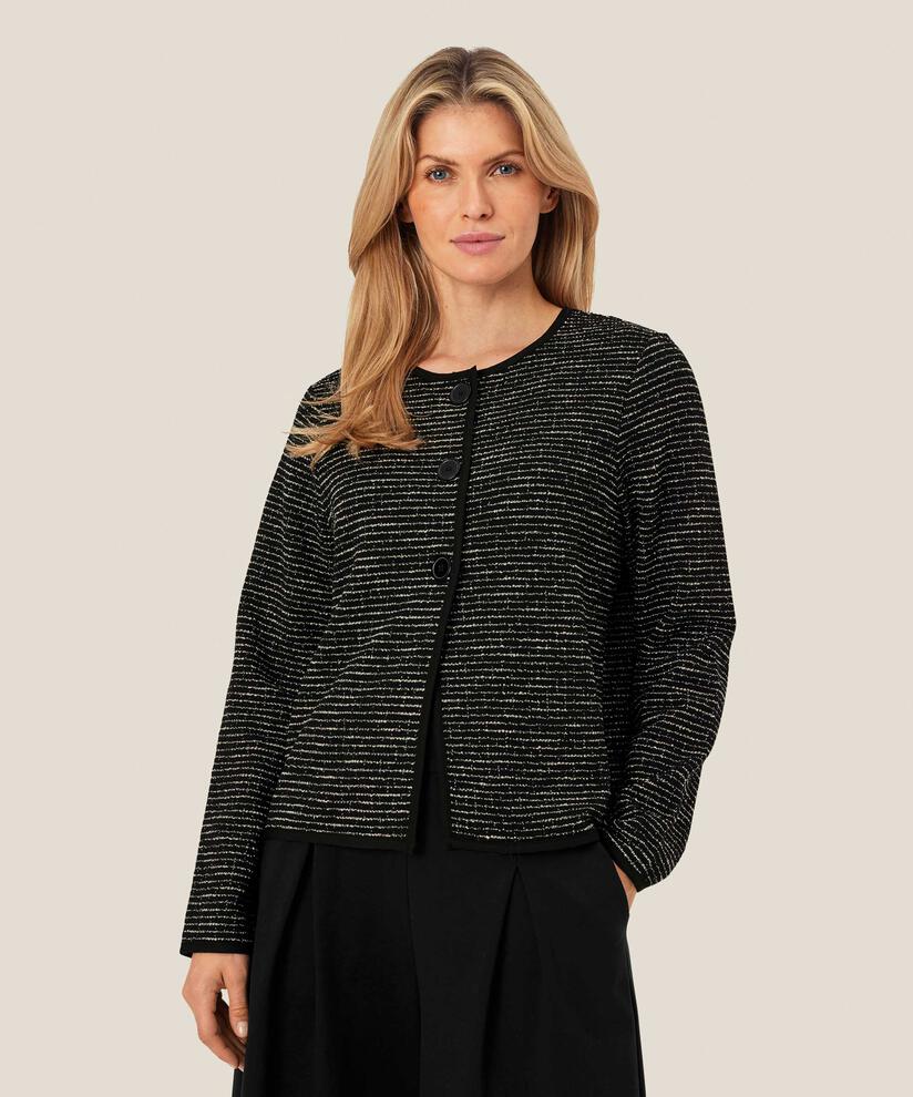 veste en jersey à rayures tissées, Black