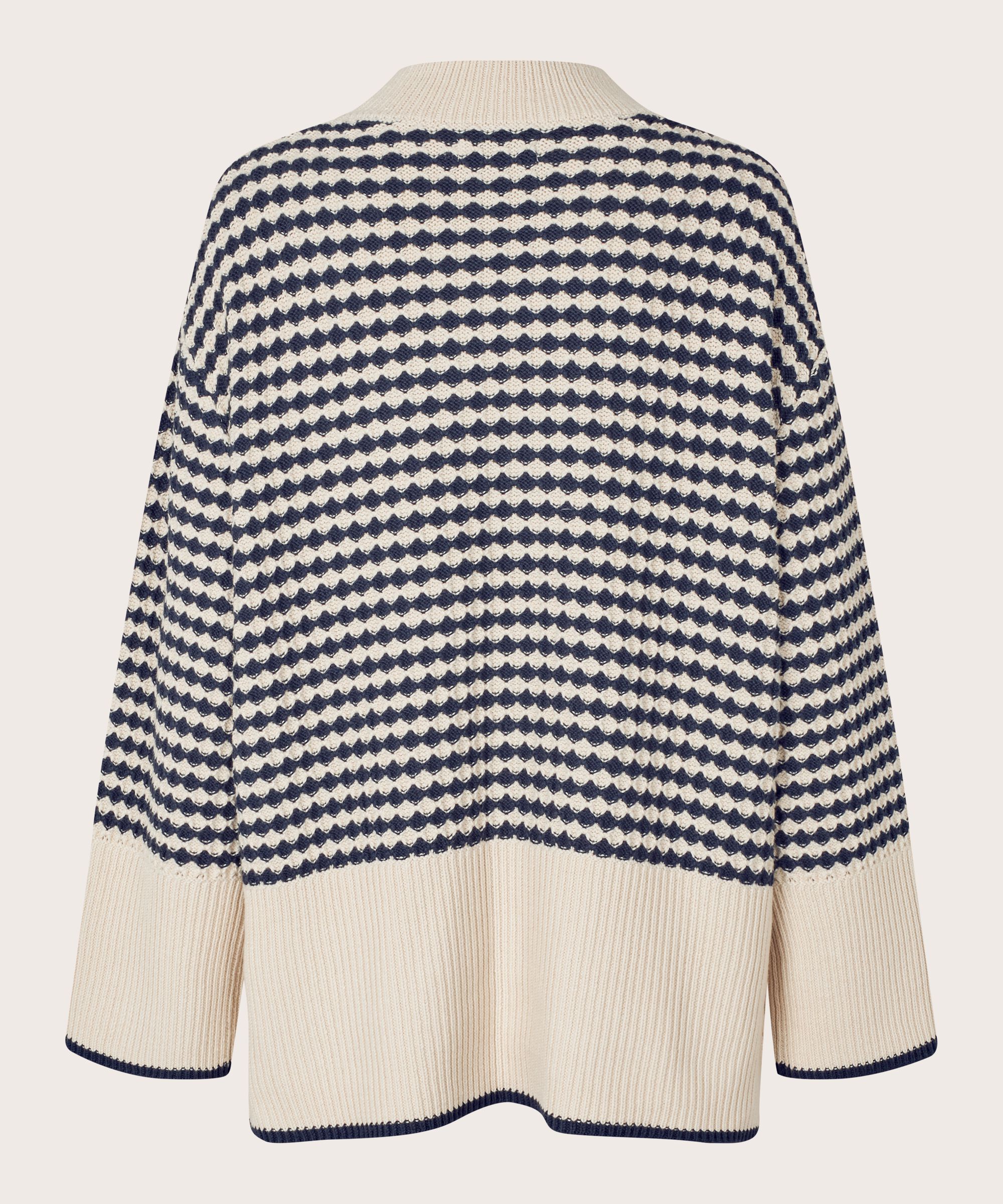 pull en maille de coton à col montant, Mood Indigo