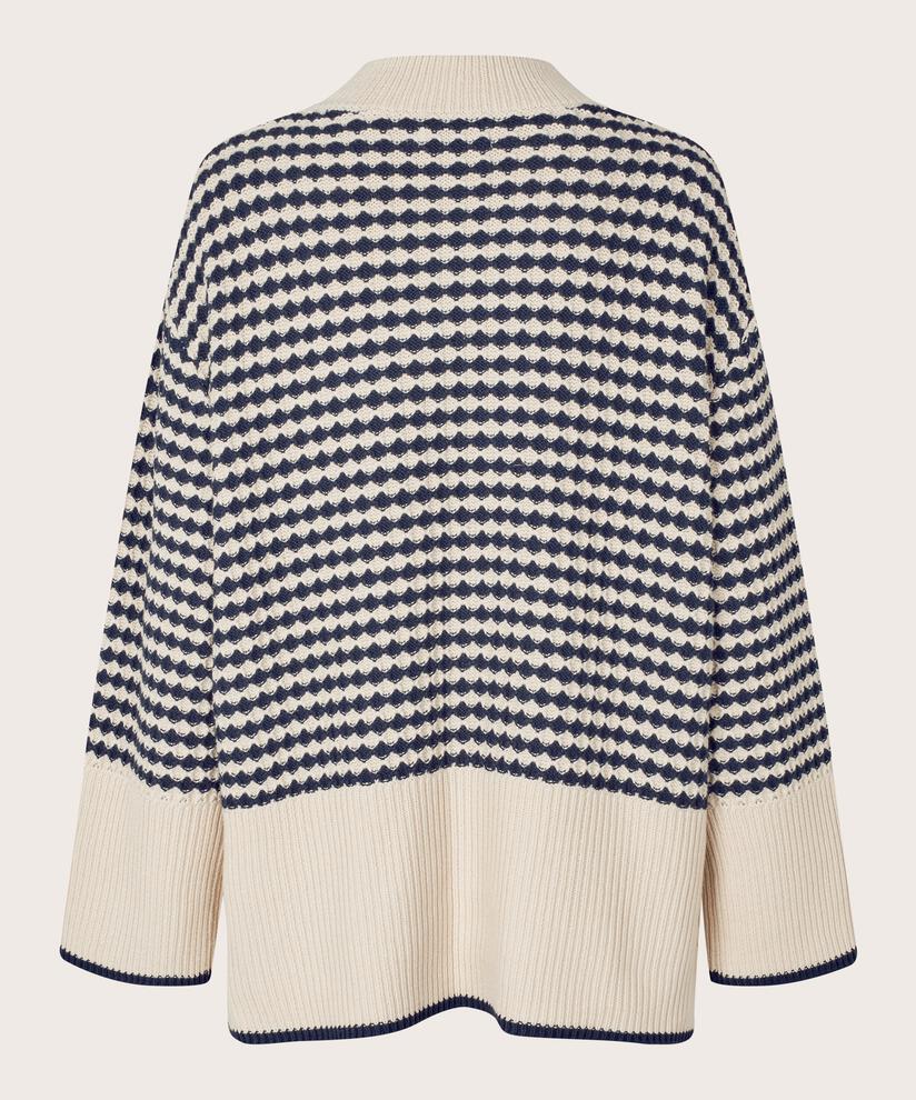 pull en maille de coton à col montant, Mood Indigo