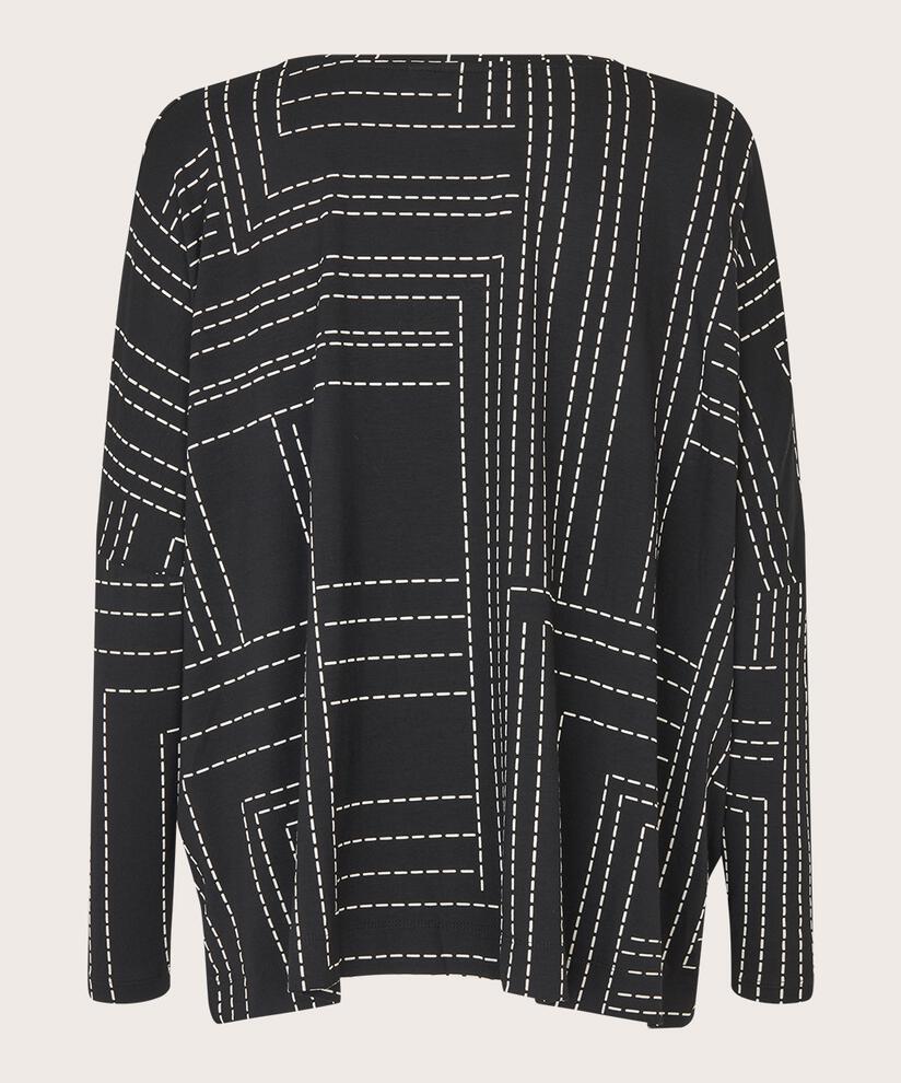 Top Oversize En Jersey À Manches Étroites, Black