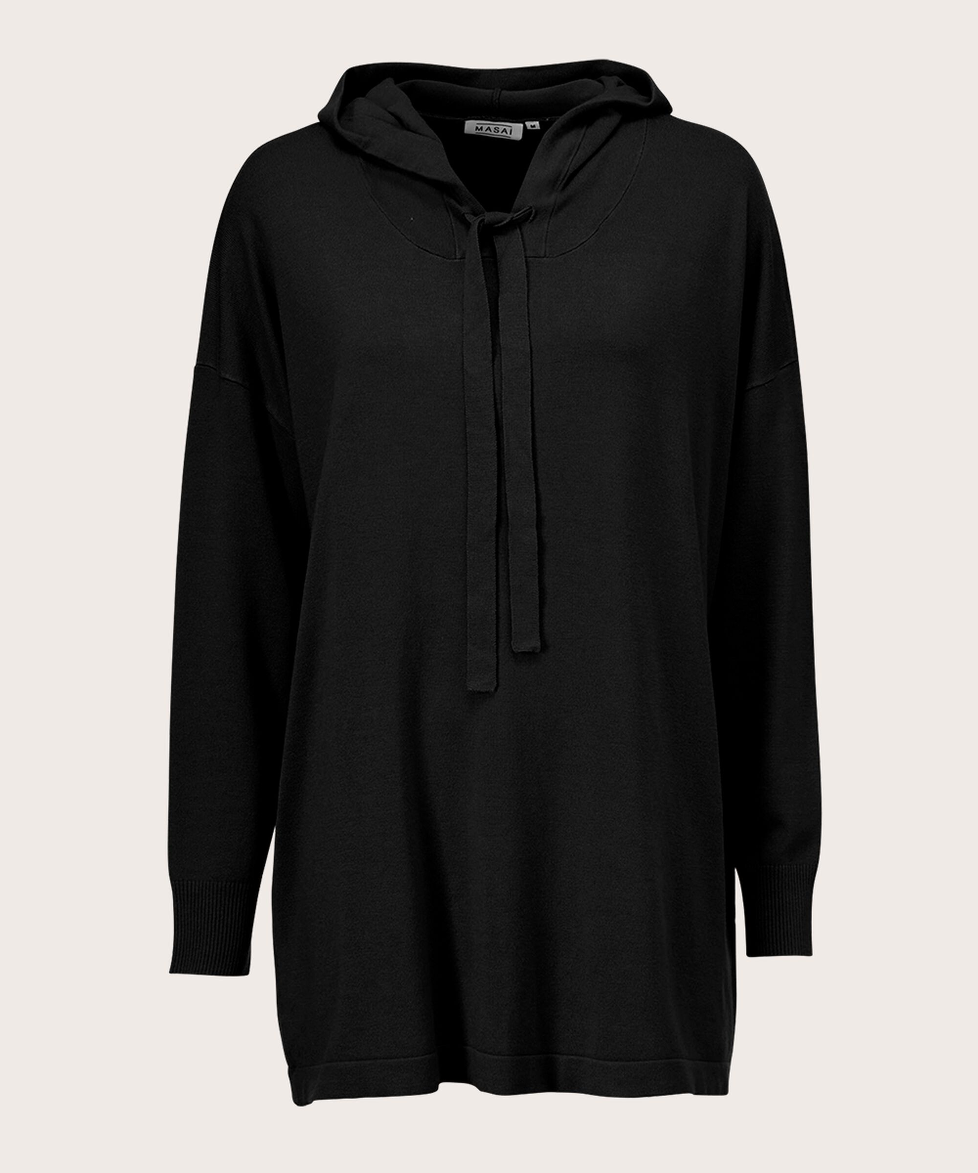 Pull en maille douce avec capuche et lien, Black
