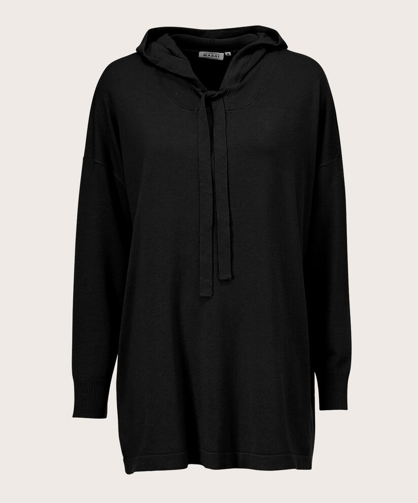 Pull en maille douce avec capuche et lien, Black